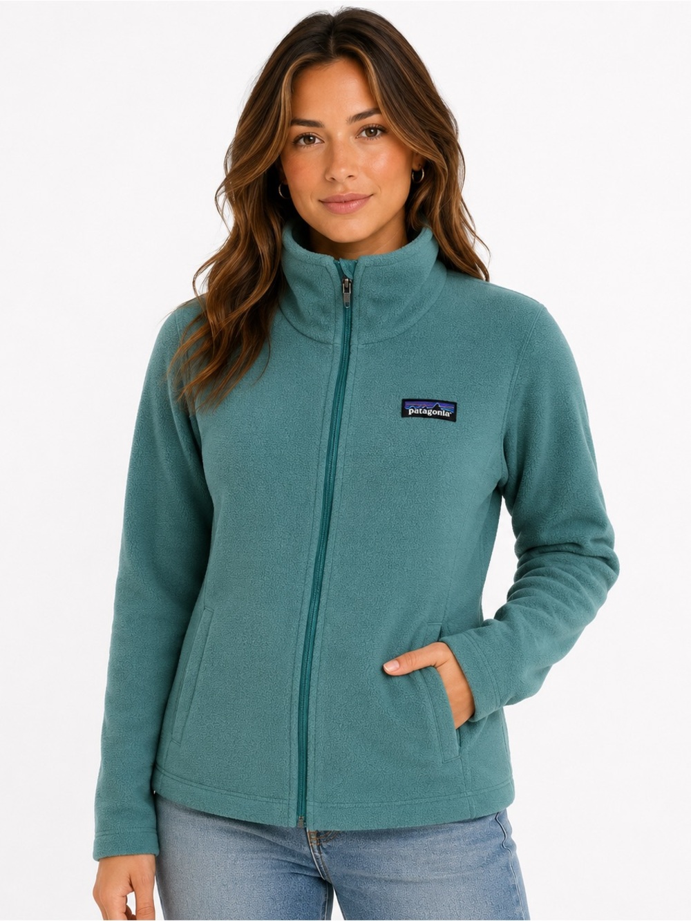 Patagonia Teal Zip-up Fleece Medium